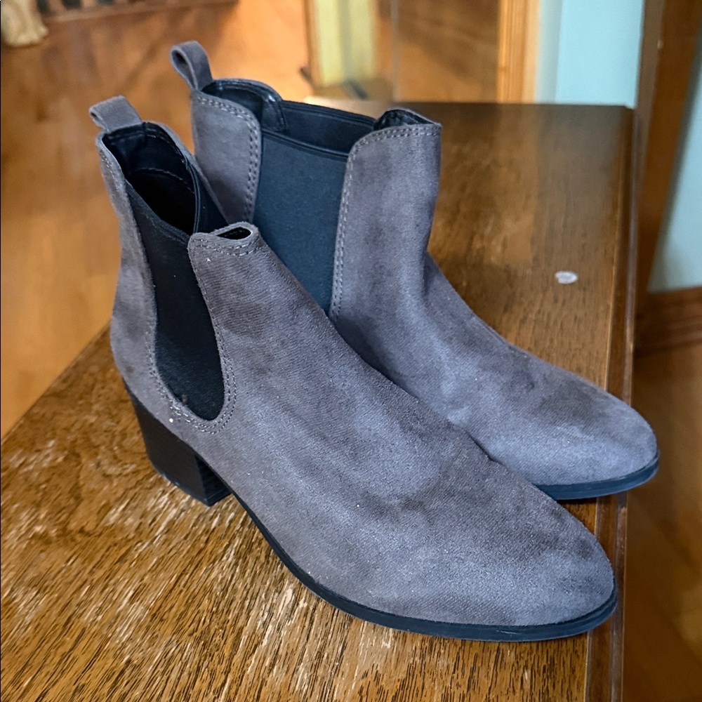 Gray Suede Ankle Boots